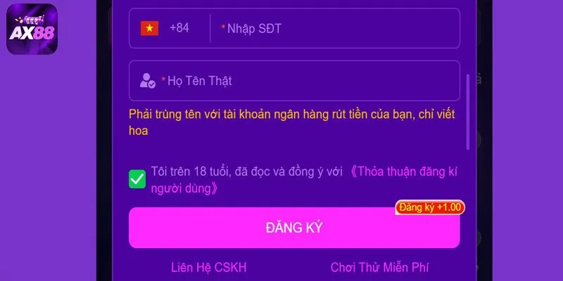 Hướng dẫn đăng ký AX88 chi tiết theo từng bước